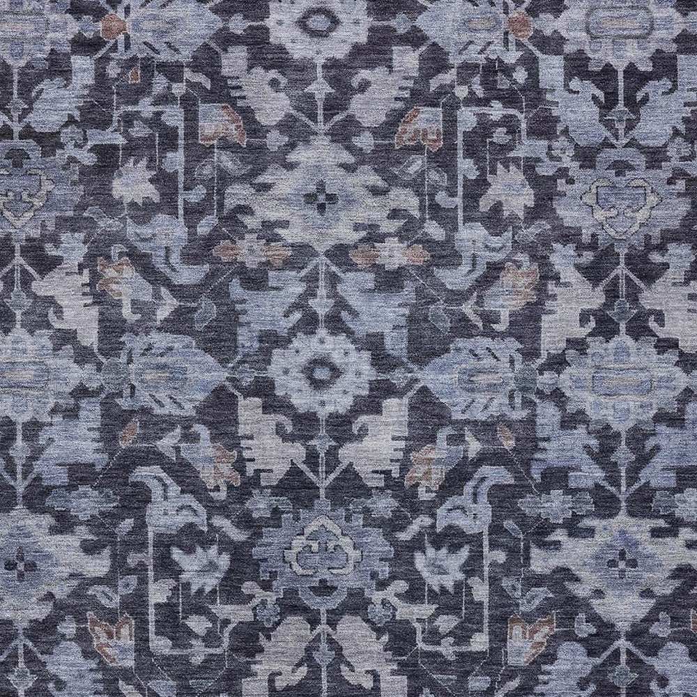 8' X 10' Navy Blue And Plum Floral Washable Indoor Outdoor Area Rug HomeRoots