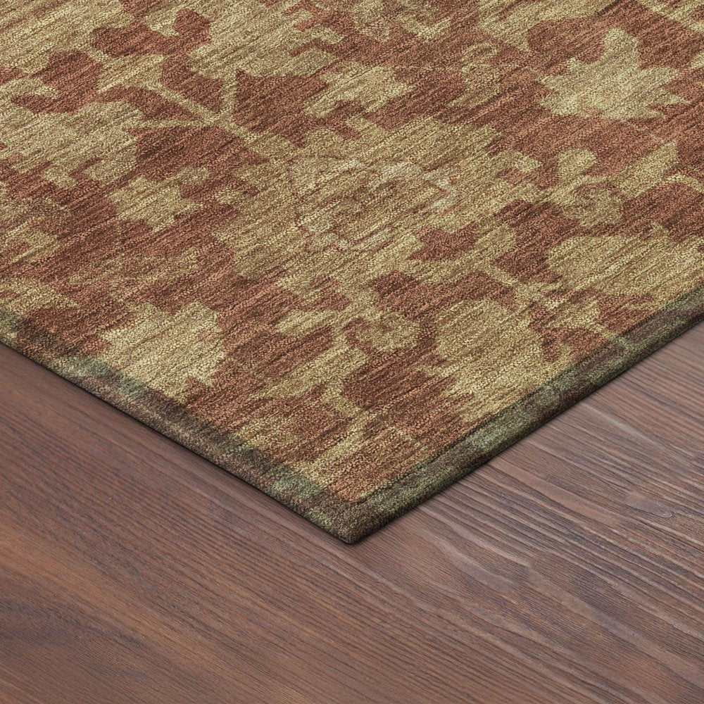 9' X 12' Rust And Beige Floral Washable Indoor Outdoor Area Rug HomeRoots