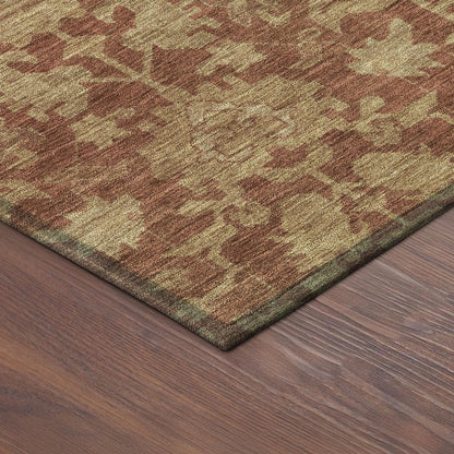 9' X 12' Rust And Beige Floral Washable Indoor Outdoor Area Rug HomeRoots