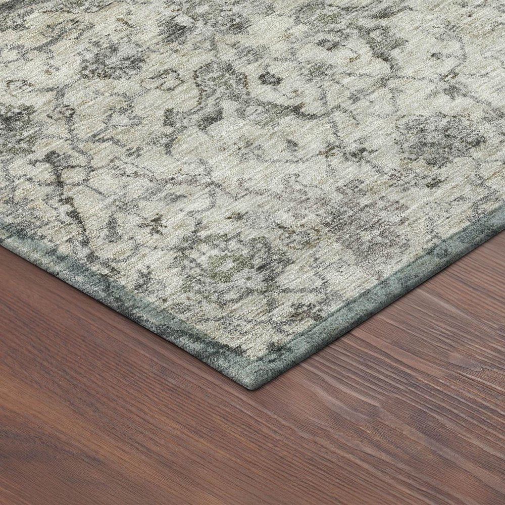 8' X 10' Beige And Gray Damask Washable Indoor Outdoor Area Rug — view 3