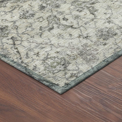 8' X 10' Beige And Gray Damask Washable Indoor Outdoor Area Rug HomeRoots