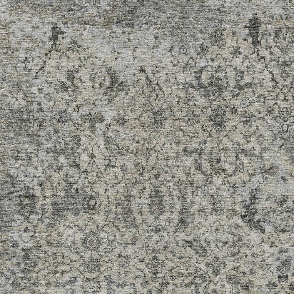 10' X 14' Beige And Gray Damask Washable Indoor Outdoor Area Rug — view 4