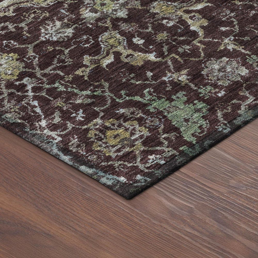 5' X 8' Burgundy And Gray Damask Washable Indoor Outdoor Area Rug HomeRoots