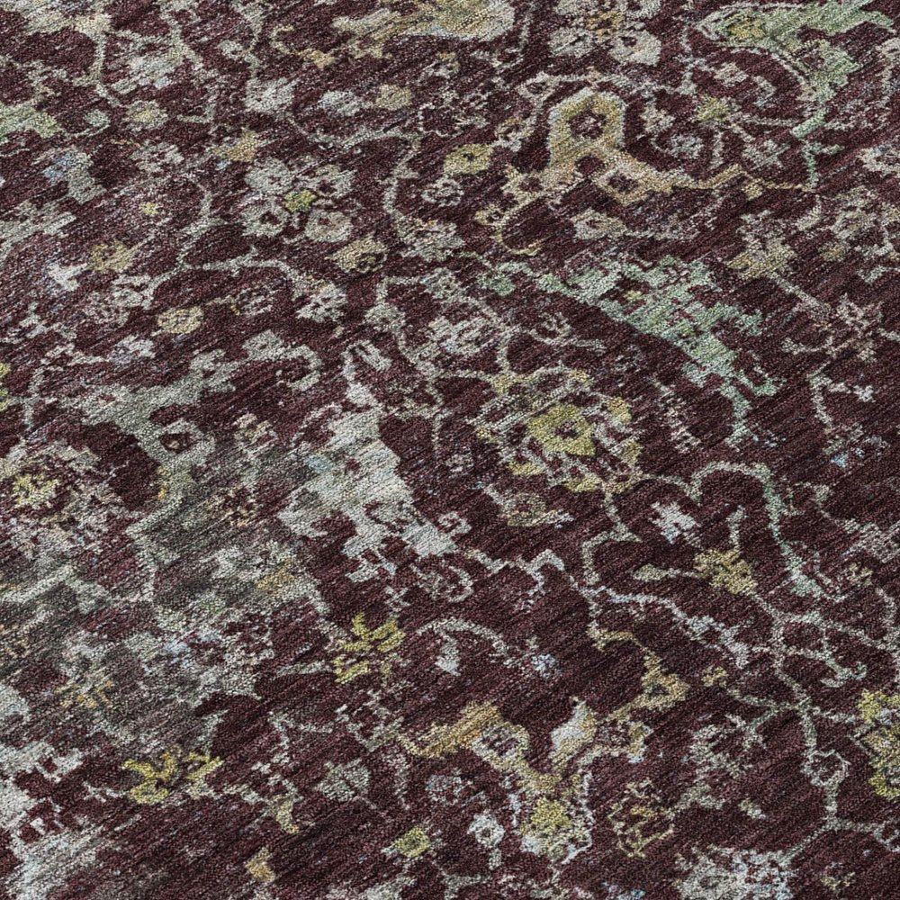 5' X 8' Burgundy And Gray Damask Washable Indoor Outdoor Area Rug HomeRoots