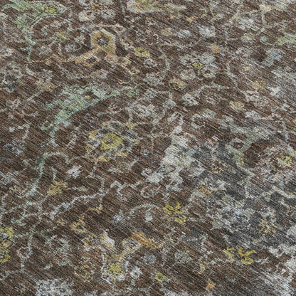 5' X 8' Chocolate And Gray Damask Washable Indoor Outdoor Area Rug HomeRoots