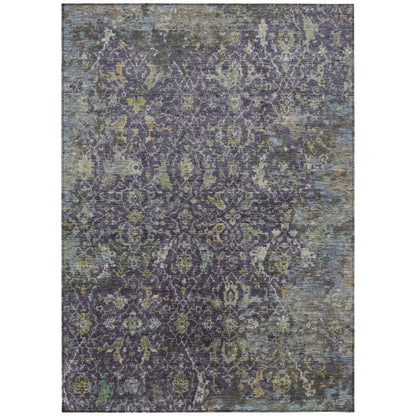 9' X 12' Plum And Gray Damask Washable Indoor Outdoor Area Rug HomeRoots