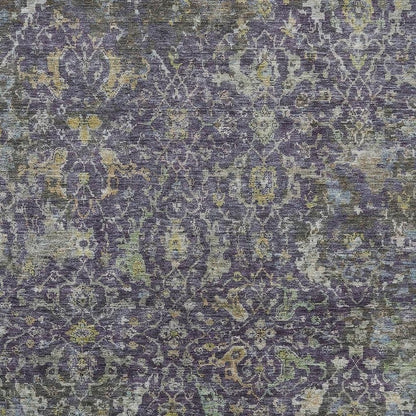 9' X 12' Plum And Gray Damask Washable Indoor Outdoor Area Rug HomeRoots