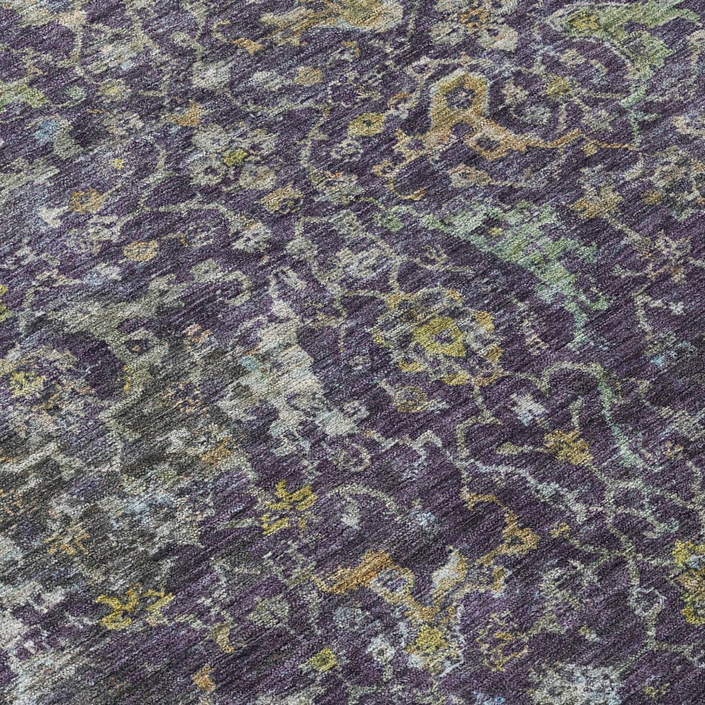 9' X 12' Plum And Gray Damask Washable Indoor Outdoor Area Rug — view 3
