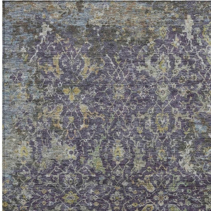 10' X 14' Plum And Gray Damask Washable Indoor Outdoor Area Rug HomeRoots