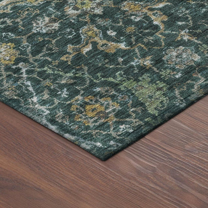 5' X 8' Teal Blue And Gray Damask Washable Indoor Outdoor Area Rug HomeRoots
