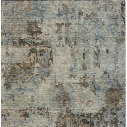 3' X 5' Beige Gray And Chocolate Abstract Washable Indoor Outdoor Area Rug HomeRoots