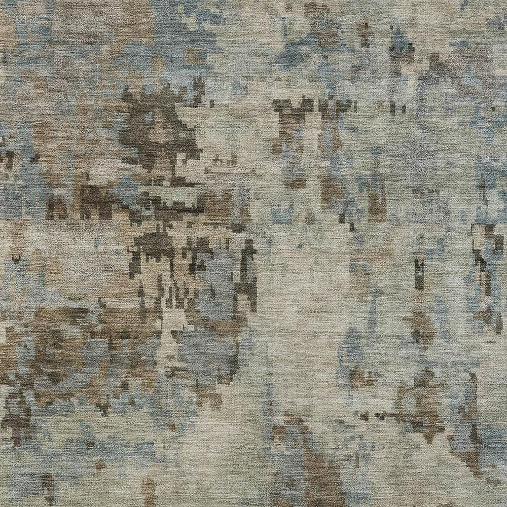 8' X 10' Beige Gray And Chocolate Abstract Washable Indoor Outdoor Area Rug — view 5