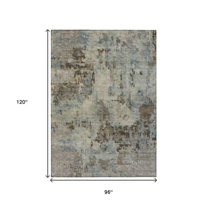 8' X 10' Beige Gray And Chocolate Abstract Washable Indoor Outdoor Area Rug HomeRoots