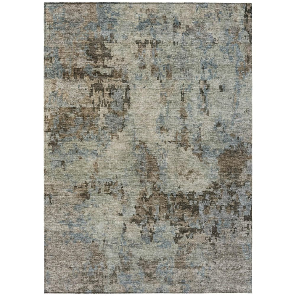 8' X 10' Beige Gray And Chocolate Abstract Washable Indoor Outdoor Area Rug HomeRoots