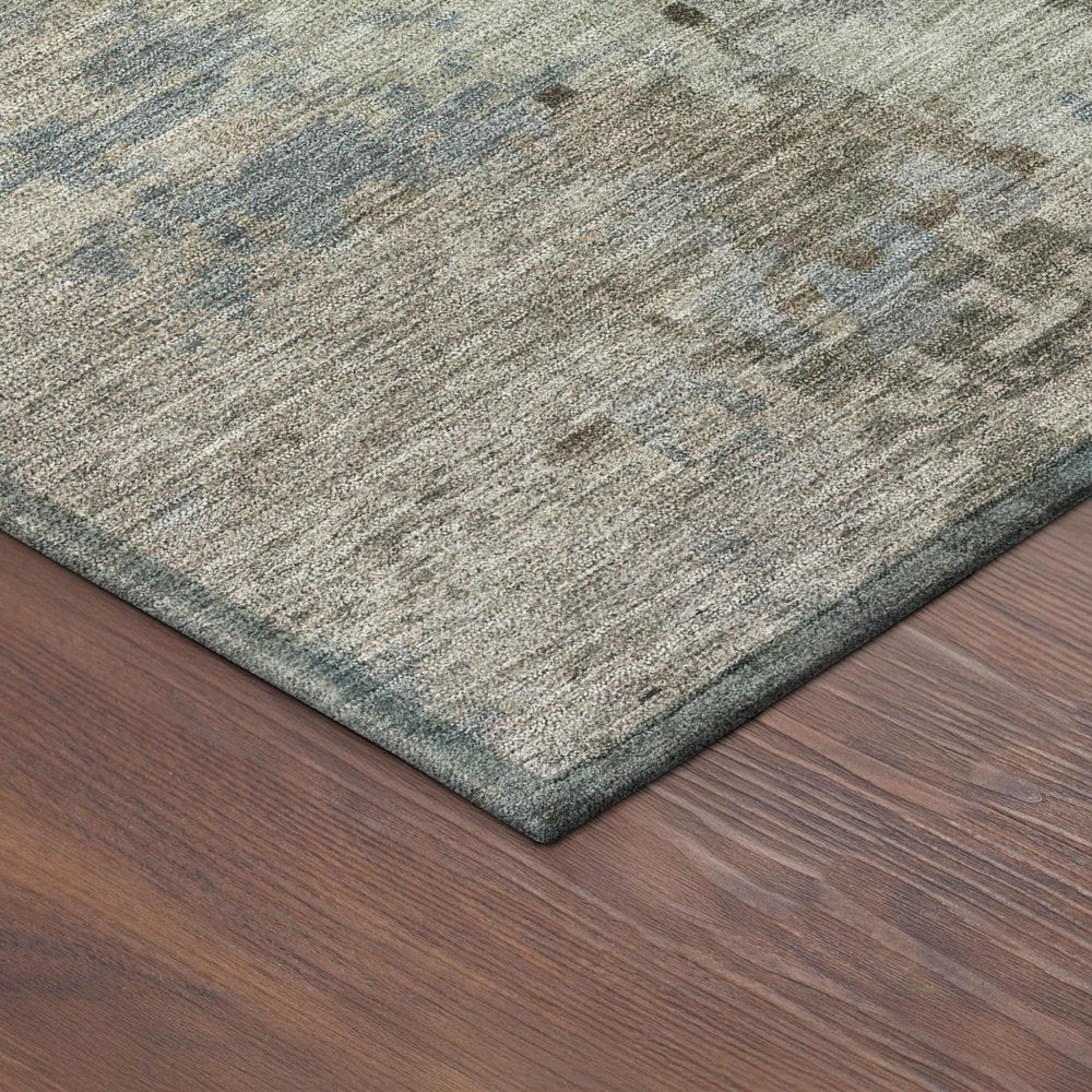 8' X 10' Beige Gray And Chocolate Abstract Washable Indoor Outdoor Area Rug — view 3