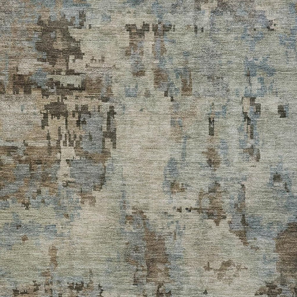 9' X 12' Beige Gray And Chocolate Abstract Washable Indoor Outdoor Area Rug — view 5