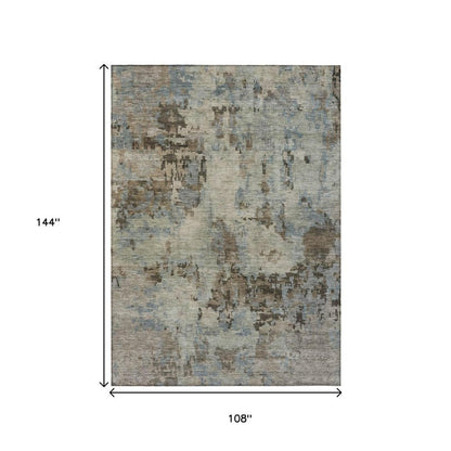 9' X 12' Beige Gray And Chocolate Abstract Washable Indoor Outdoor Area Rug HomeRoots
