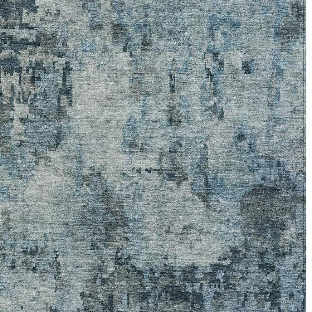 3' X 5' Blue And Gray Abstract Washable Indoor Outdoor Area Rug HomeRoots