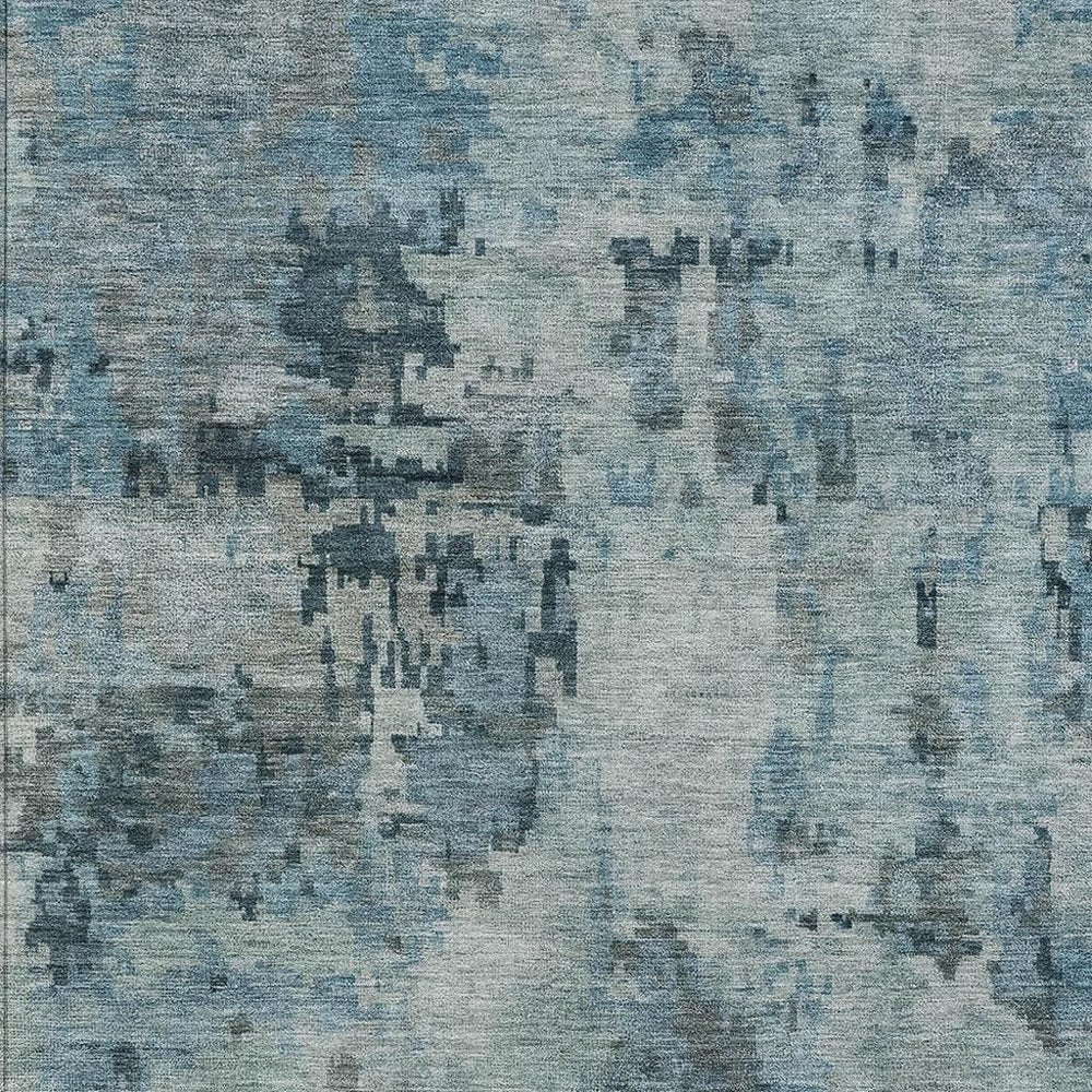 8' X 10' Blue And Gray Abstract Washable Indoor Outdoor Area Rug — view 5