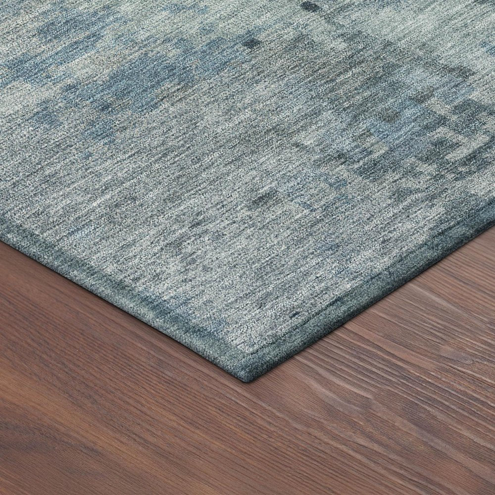 8' X 10' Blue And Gray Abstract Washable Indoor Outdoor Area Rug