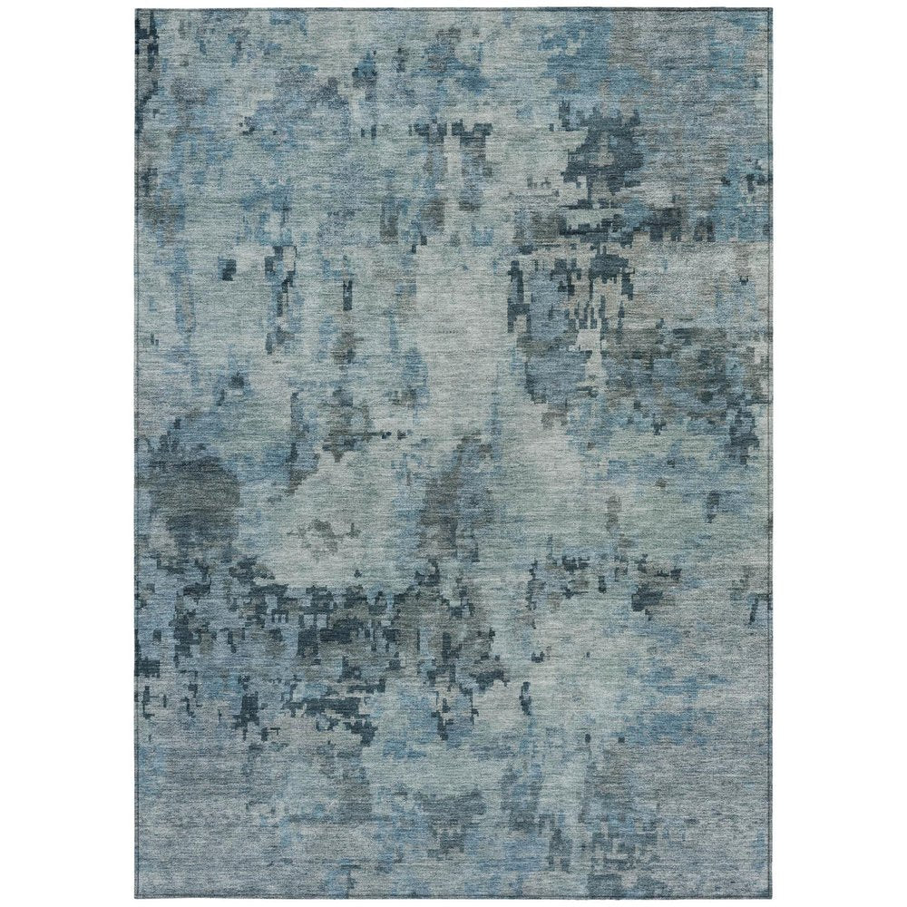 10' X 14' Blue And Gray Abstract Washable Indoor Outdoor Area Rug — view 5