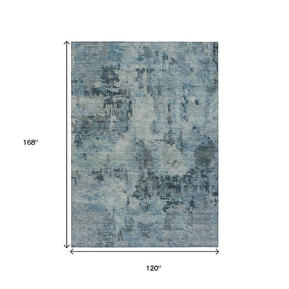 10' X 14' Blue And Gray Abstract Washable Indoor Outdoor Area Rug HomeRoots