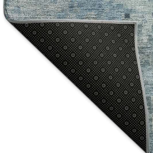 10' X 14' Blue And Gray Abstract Washable Indoor Outdoor Area Rug