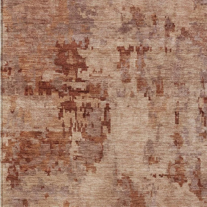 9' X 12' Copper And Coral Abstract Washable Indoor Outdoor Area Rug HomeRoots