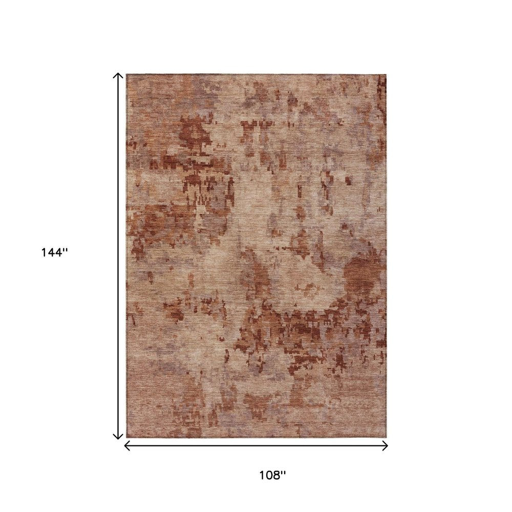9' X 12' Copper And Coral Abstract Washable Indoor Outdoor Area Rug HomeRoots