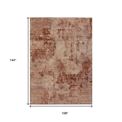 9' X 12' Copper And Coral Abstract Washable Indoor Outdoor Area Rug HomeRoots