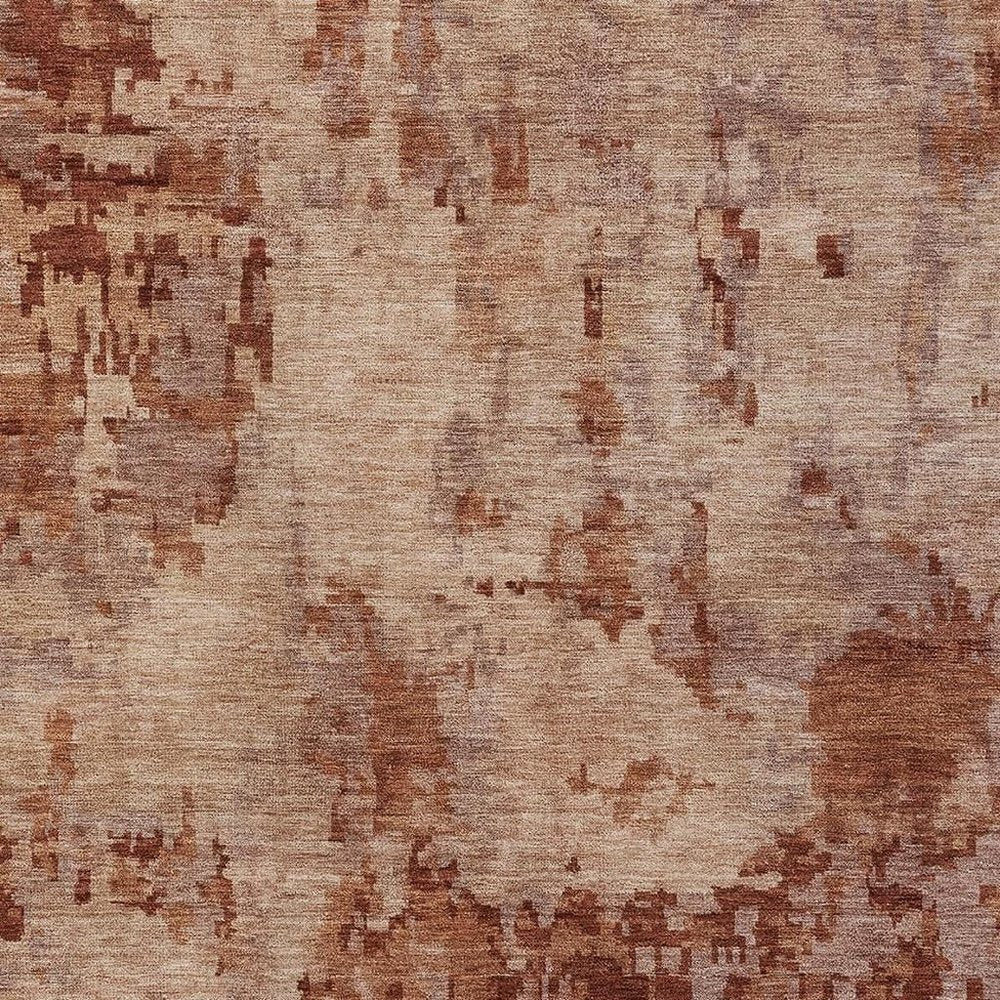 10' X 14' Copper And Coral Abstract Washable Indoor Outdoor Area Rug HomeRoots