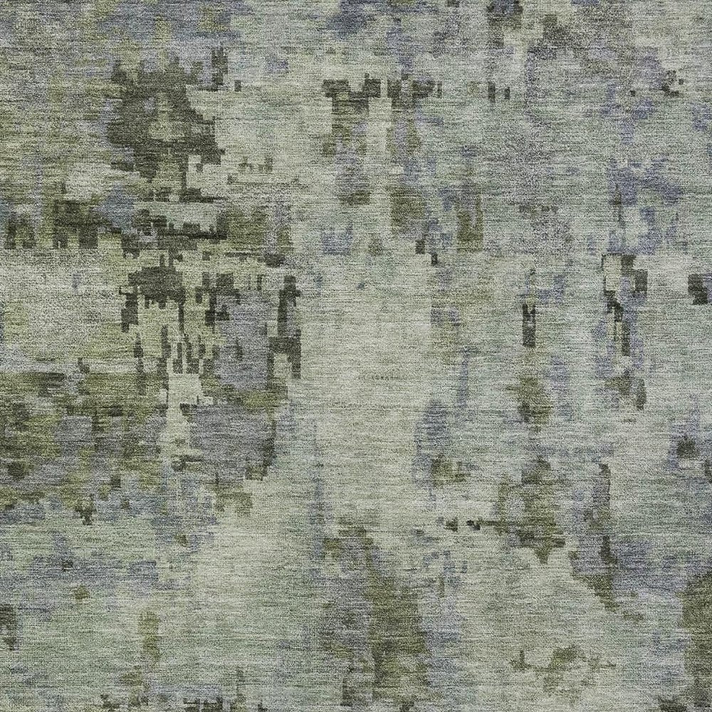 5' X 8' Green And Gray Abstract Washable Indoor Outdoor Area Rug — view 5