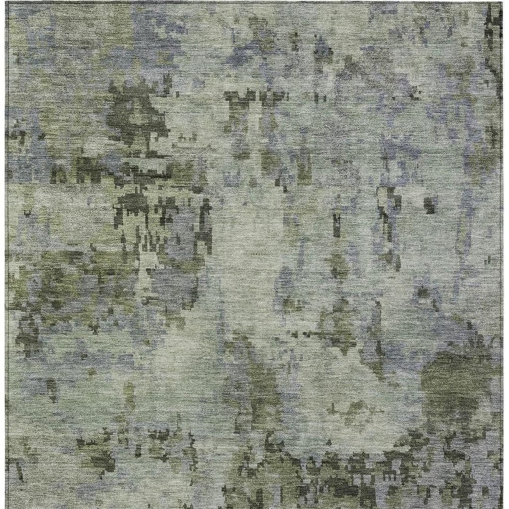 5' X 8' Green And Gray Abstract Washable Indoor Outdoor Area Rug HomeRoots