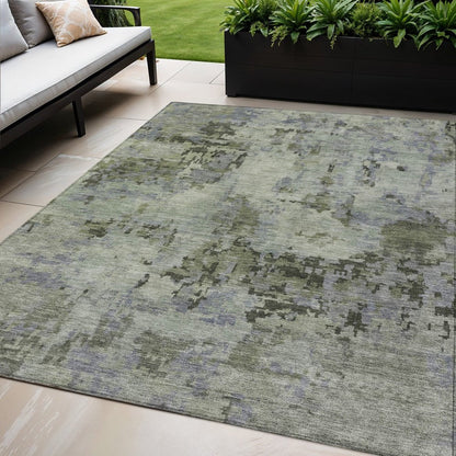 5' X 8' Green And Gray Abstract Washable Indoor Outdoor Area Rug HomeRoots