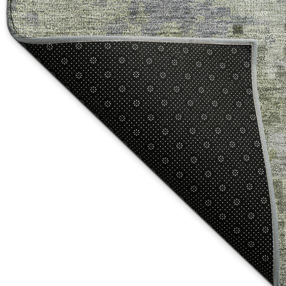 5' X 8' Green And Gray Abstract Washable Indoor Outdoor Area Rug — view 2