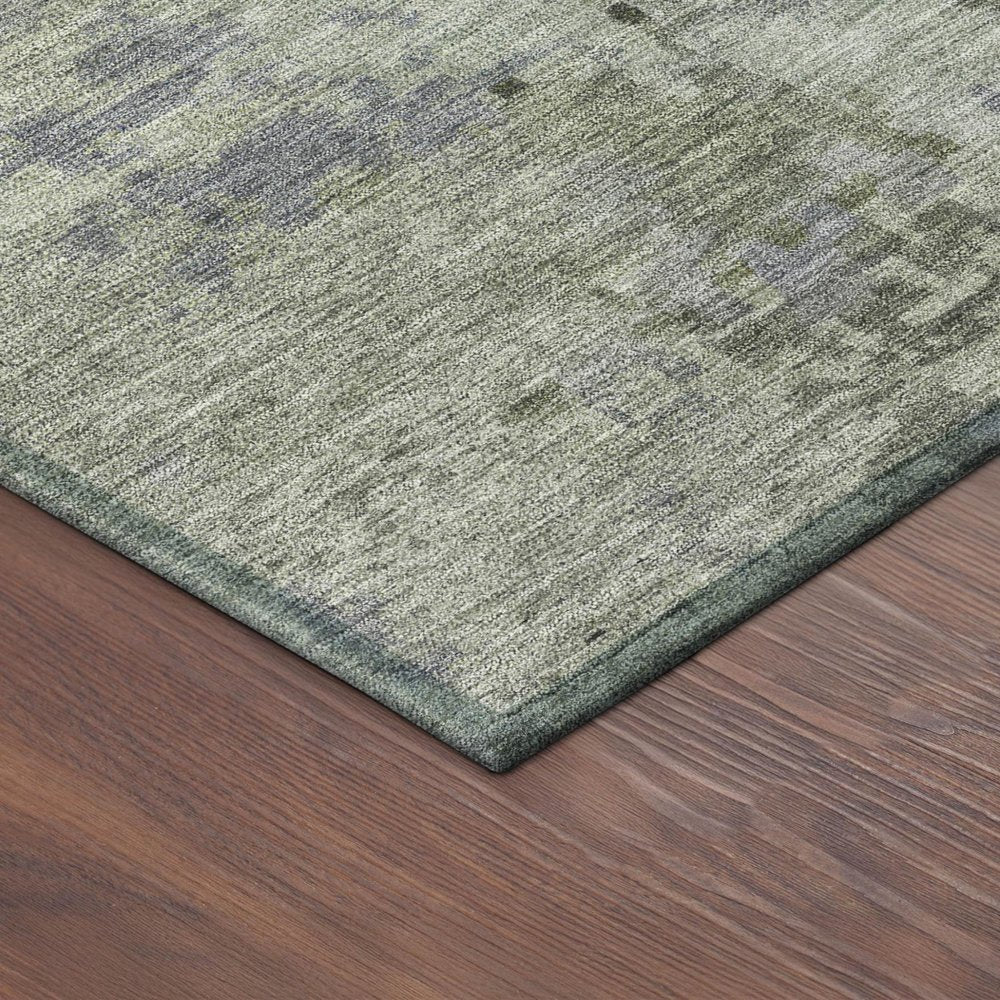 5' X 8' Green And Gray Abstract Washable Indoor Outdoor Area Rug — view 3