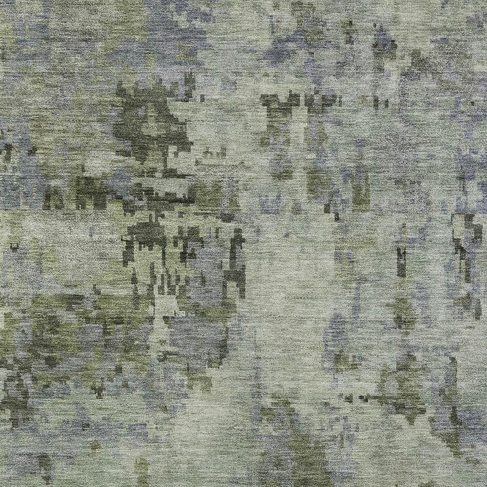8' X 10' Green And Gray Abstract Washable Indoor Outdoor Area Rug — view 5