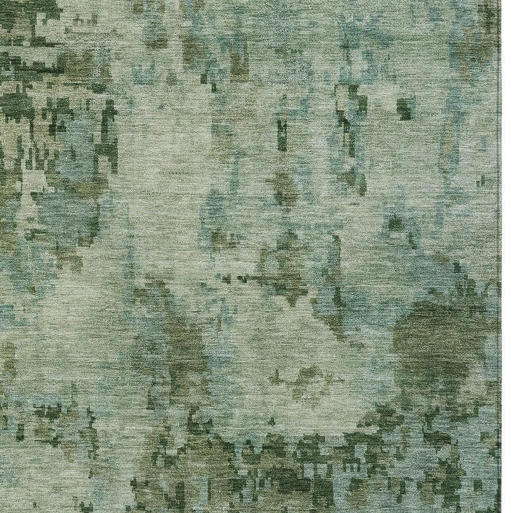 5' X 8' Sage And Teal Blue Abstract Washable Indoor Outdoor Area Rug HomeRoots