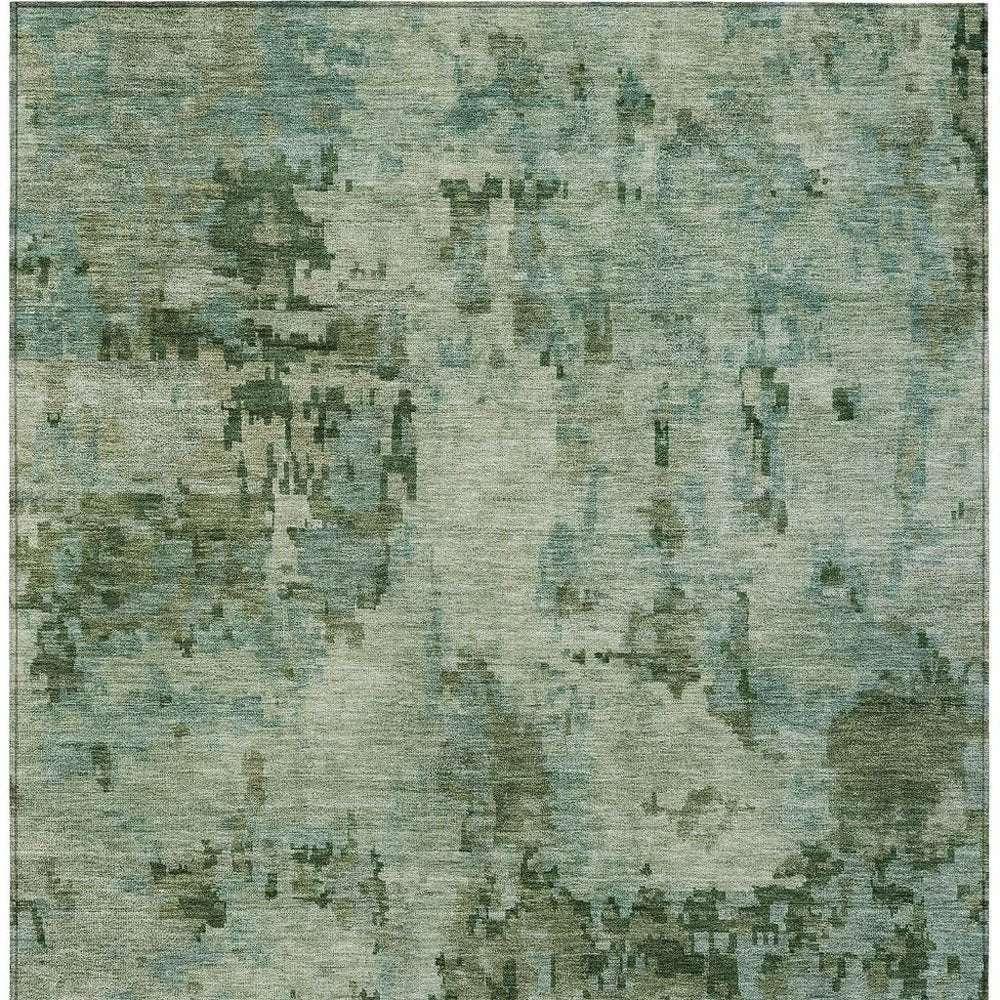 5' X 8' Sage And Teal Blue Abstract Washable Indoor Outdoor Area Rug HomeRoots