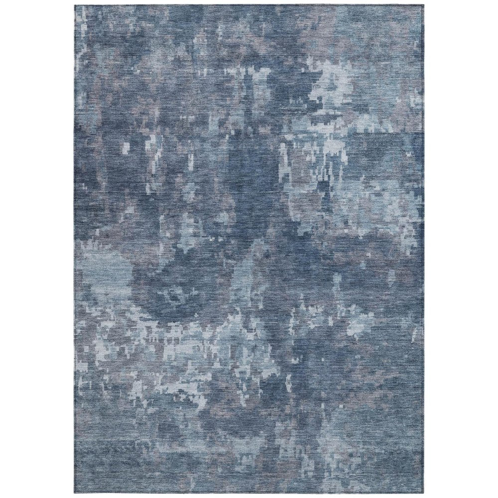 3' X 5' Blue And Ivory Abstract Washable Indoor Outdoor Area Rug HomeRoots