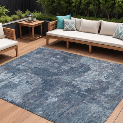 9' X 12' Blue And Ivory Abstract Washable Indoor Outdoor Area Rug HomeRoots