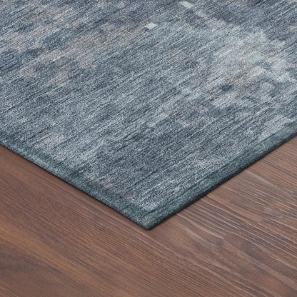 9' X 12' Blue And Ivory Abstract Washable Indoor Outdoor Area Rug