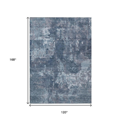 10' X 14' Blue And Ivory Abstract Washable Indoor Outdoor Area Rug HomeRoots