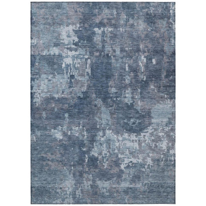 10' X 14' Blue And Ivory Abstract Washable Indoor Outdoor Area Rug HomeRoots
