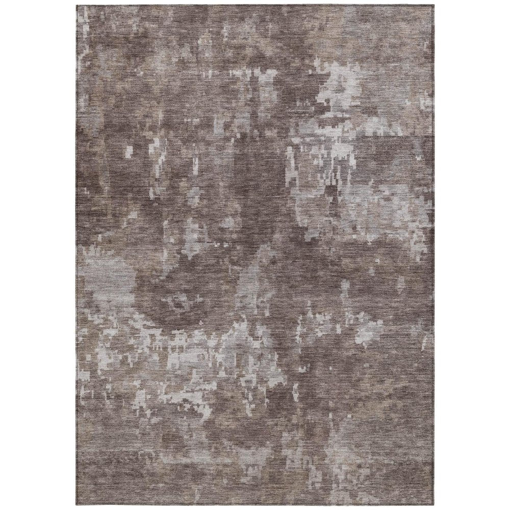 8' X 10' Brown And Ivory Abstract Washable Indoor Outdoor Area Rug — view 4