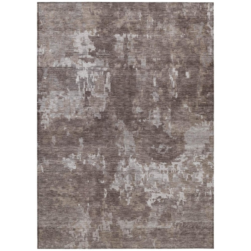 10' X 14' Brown And Ivory Abstract Washable Indoor Outdoor Area Rug HomeRoots
