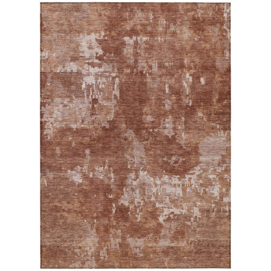 8' X 10' Copper And Ivory Abstract Washable Indoor Outdoor Area Rug