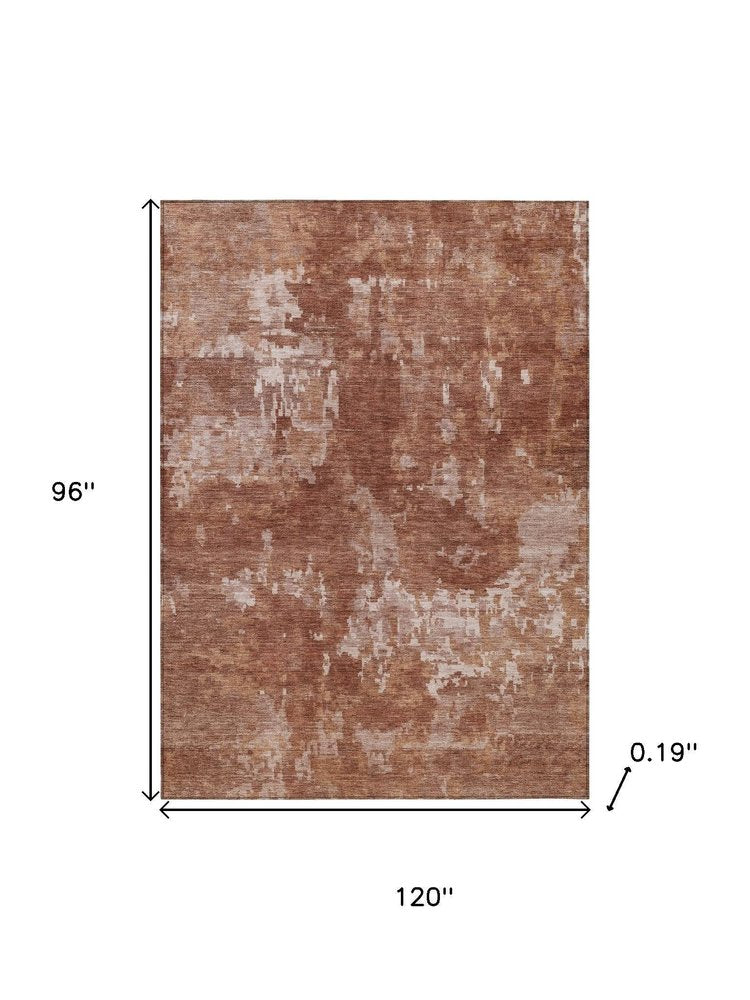 8' X 10' Copper And Ivory Abstract Washable Indoor Outdoor Area Rug HomeRoots