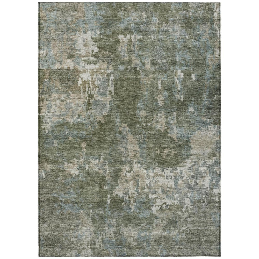 3' X 5' Fern Green And Beige Abstract Washable Indoor Outdoor Area Rug HomeRoots