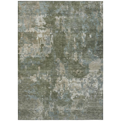 3' X 5' Fern Green And Beige Abstract Washable Indoor Outdoor Area Rug HomeRoots